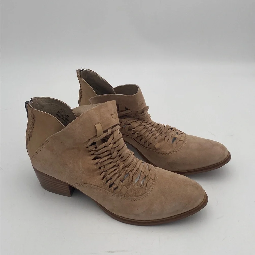 Coldwater creek Tan Leather Ankle Boots women 8M Suede casual office Festival